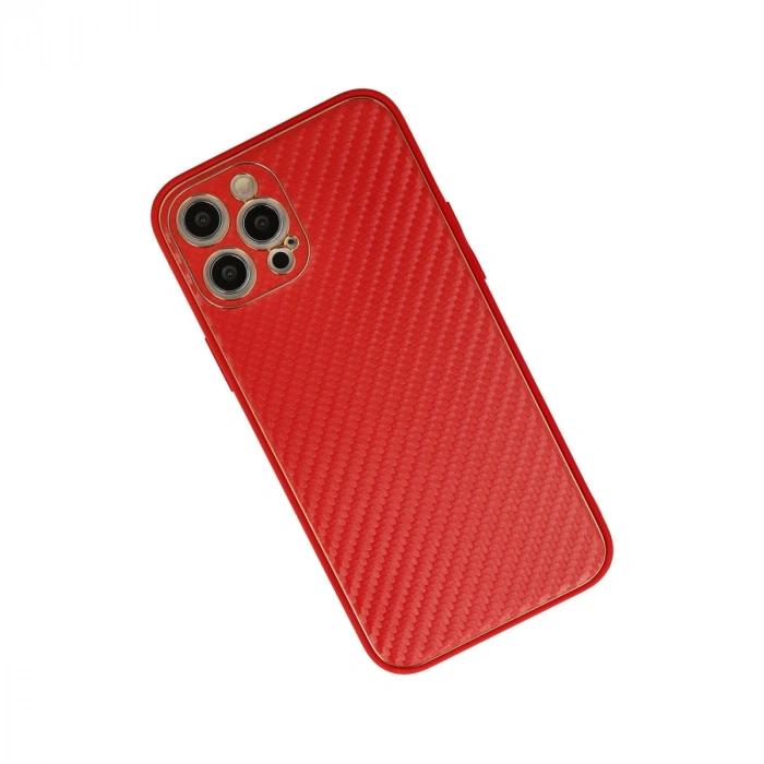 Apple İphone 12 Pro Max Kılıf Coco Karbon Silikon - Kırmızı