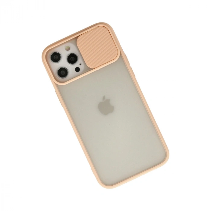 Apple İphone 12 Pro Max Kılıf Palm Buzlu Kamera Sürgülü Silikon - Pembe