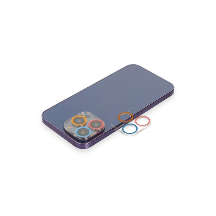 Apple İphone 12 Pro Renkli Kamera Lens Koruma Cam - Pembe-mavi