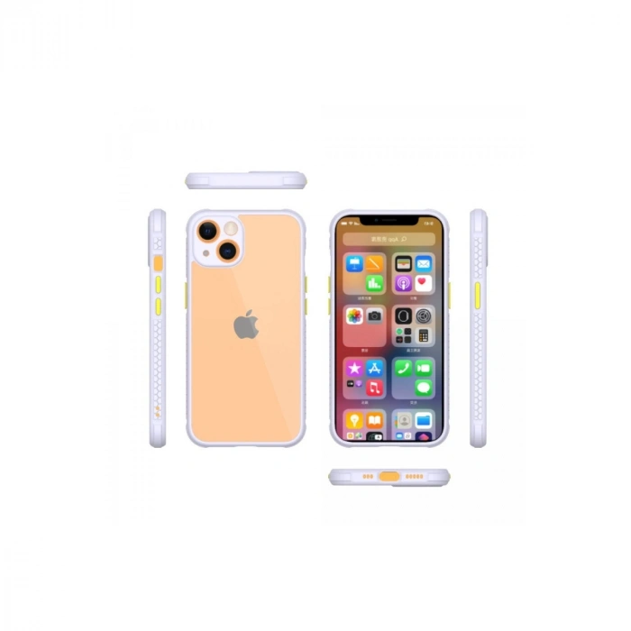 Apple İphone 13 Mini Kılıf Miami Şeffaf Silikon - Lila