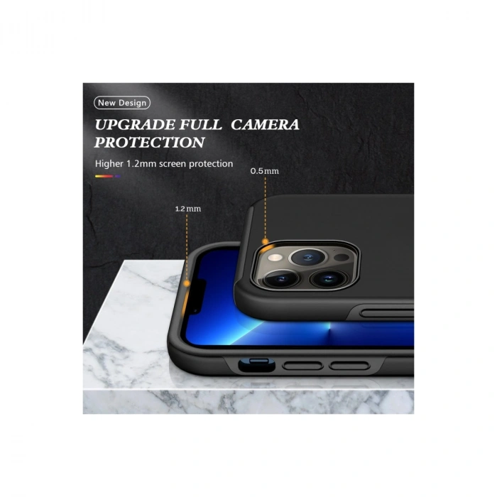 Apple İphone 13 Pro Kılıf Elit Yüzüklü Kapak - Siyah