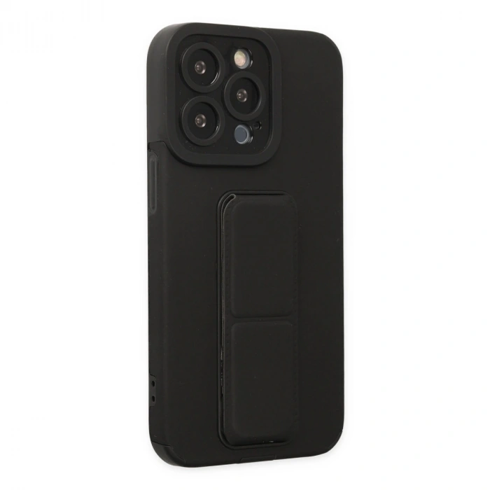 Apple İphone 13 Pro Max Kılıf Mega Standlı Silikon - Siyah