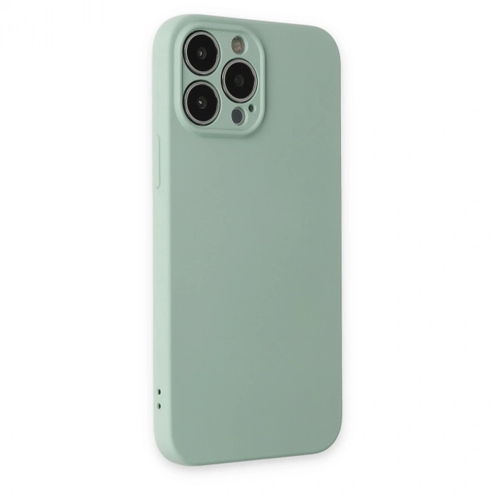 Apple İphone 13 Pro Max Kılıf Nano İçi Kadife Silikon - Su Yeşili