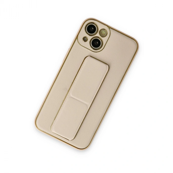 Apple İphone 14 Plus Kılıf Coco Deri Standlı Kapak - Gold