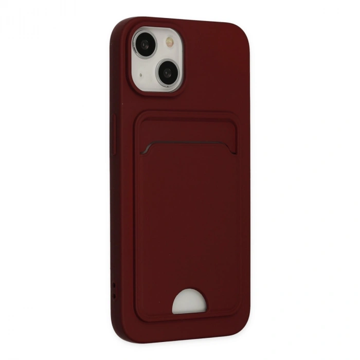 Apple İphone 14 Plus Kılıf Kelvin Kartvizitli Silikon - Bordo