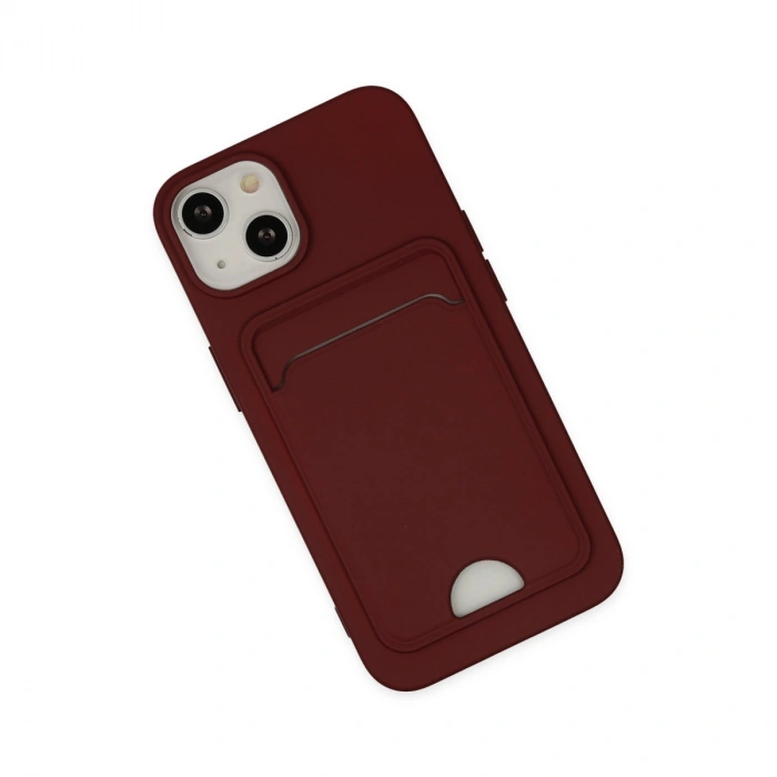 Apple İphone 14 Plus Kılıf Kelvin Kartvizitli Silikon - Bordo