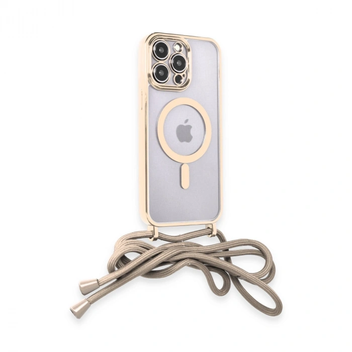Apple İphone 14 Pro Kılıf Divo Lazer Askılı Magsafe Kapak - Gold