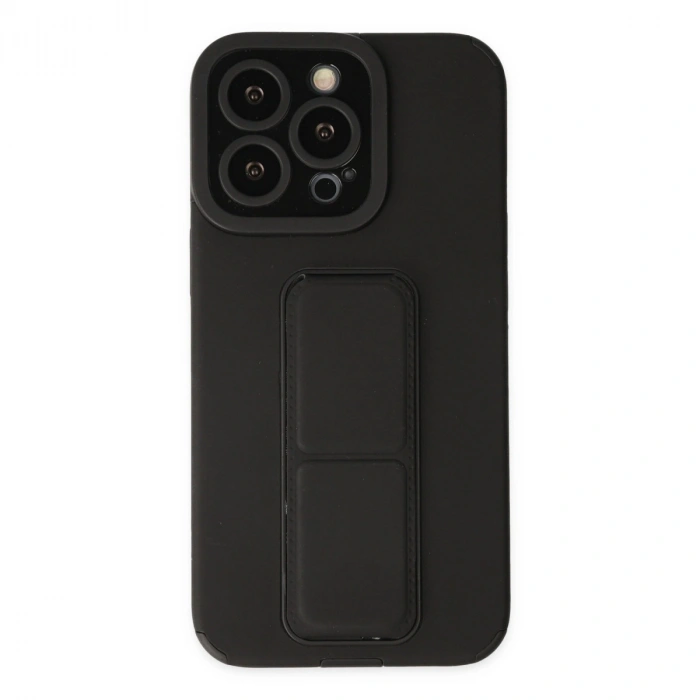 Apple İphone 14 Pro Kılıf Mega Standlı Silikon - Siyah