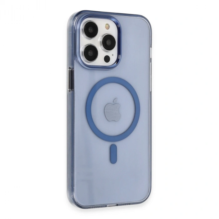 Apple İphone 14 Pro Max Kılıf Tron Şeffaf Magsafe Kapak - Mavi