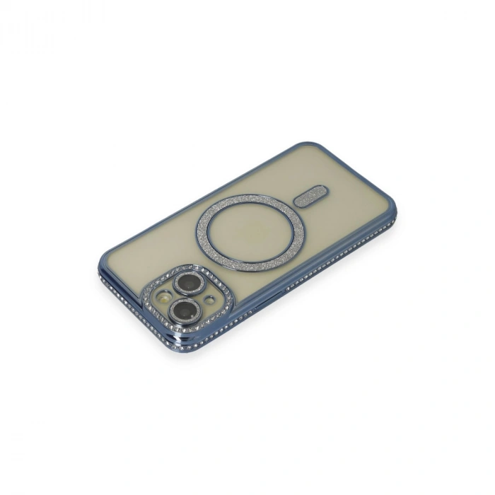 Apple İphone 15 Kılıf Joke Simli Magneticsafe Kılıf - Lacivert