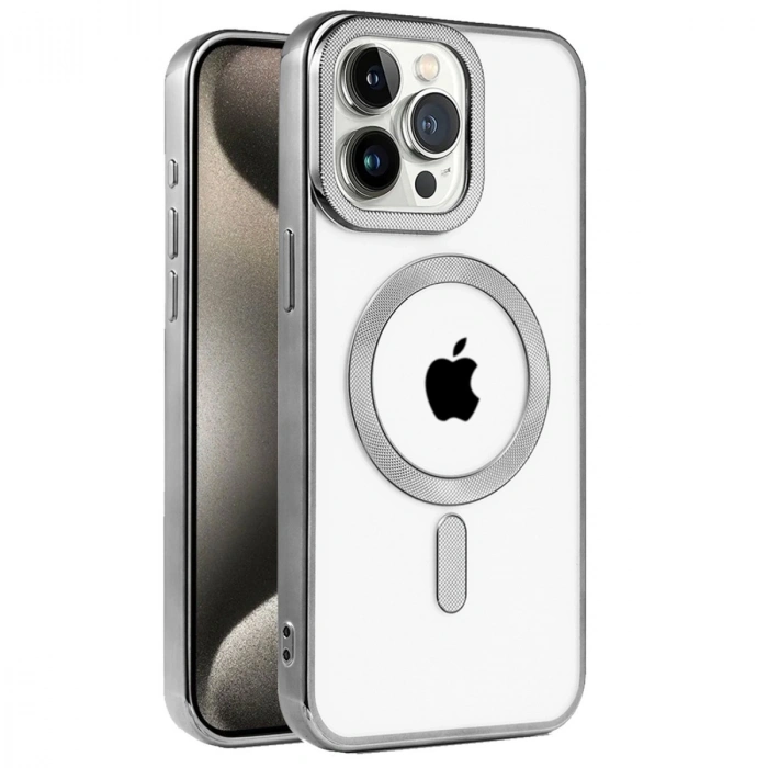 Apple İphone 15 Pro Kılıf Kronos Magsafe Kapak - Titanyum Gri