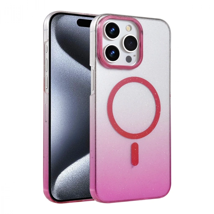Apple İphone 15 Pro Max Glossy Magsafe Kapak - Pembe
