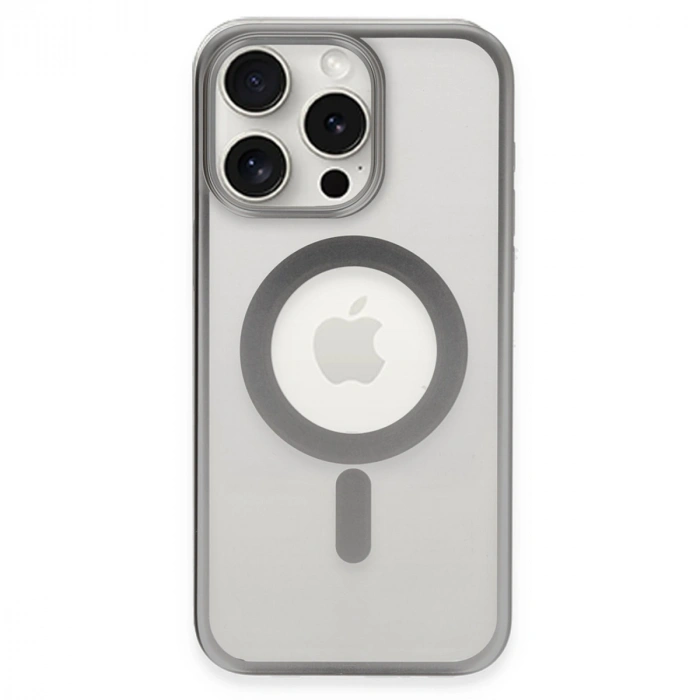 Apple İphone 15 Pro Max Kılıf Erozi Magsafe Kapak - Gümüş