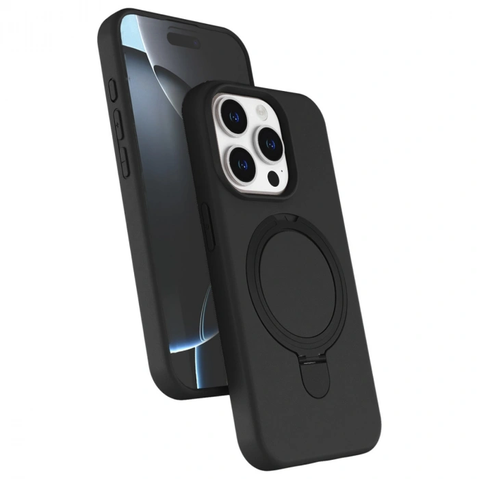 Apple İphone 15 Pro Max Regal Magsafe Standlı Kapak - Siyah