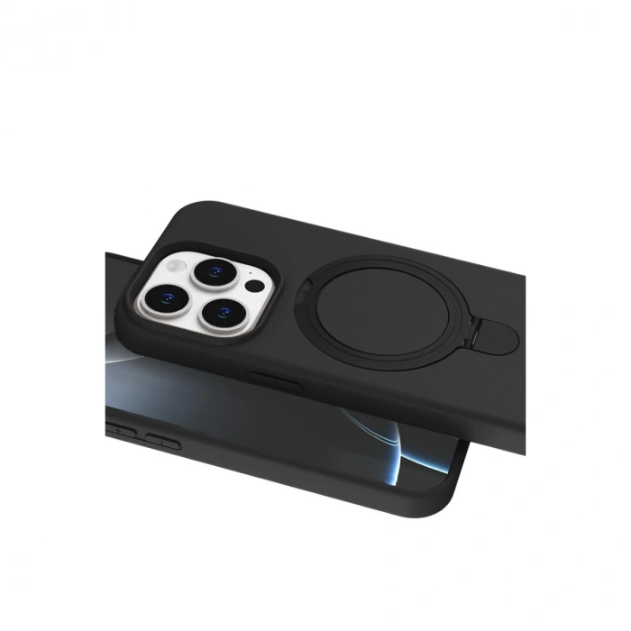 Apple İphone 15 Pro Max Regal Magsafe Standlı Kapak - Siyah