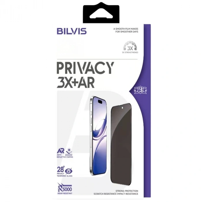 Apple İphone 16 Pro Max Bilvis 3x Ar Hayalet Cam Ekran Koruyucu - Siyah