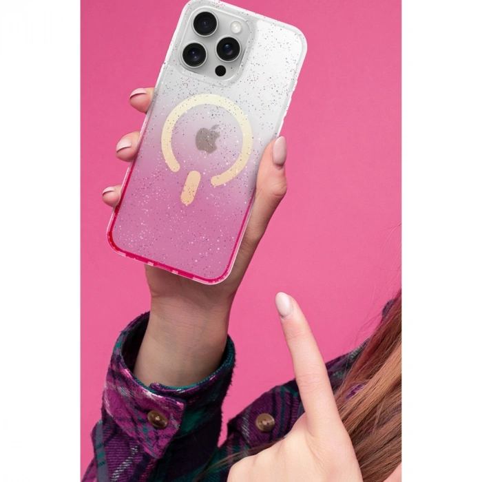 Apple İphone 16 Pro Pummel Shiny Magsafe Kapak - Pembe