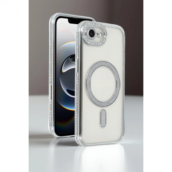 Apple İphone 16e Joke Simli Magneticsafe Kılıf - Gümüş