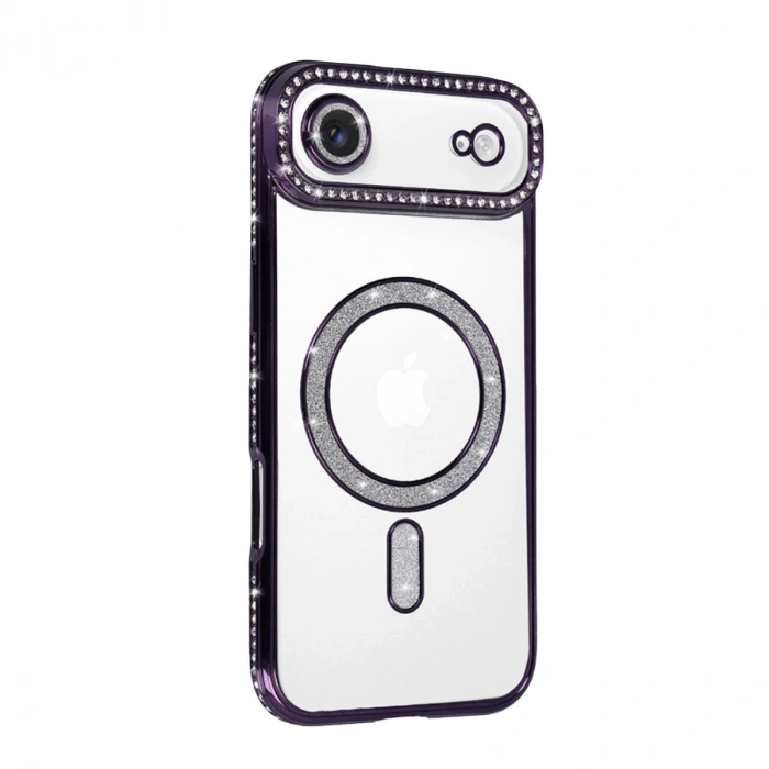 Apple İphone 17 Air Joke Simli Magneticsafe Kılıf - Derin Mor