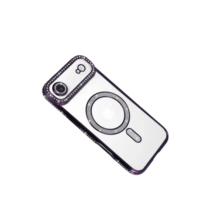 Apple İphone 17 Air Joke Simli Magneticsafe Kılıf - Derin Mor
