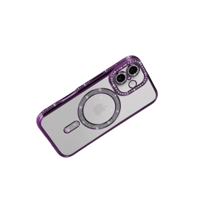 Apple İphone 17 Joke Simli Magneticsafe Kılıf - Derin Mor