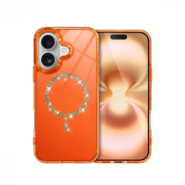Apple İphone 17 Live Diamond Magsafe Kapak - Turuncu