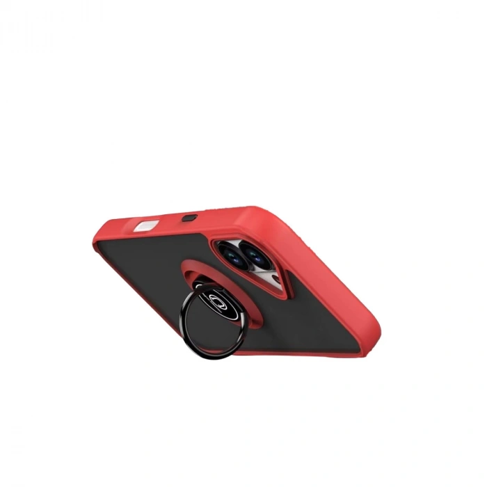 Apple İphone 17 Montreal Yüzüklü Silikon Kapak - Kırmızı