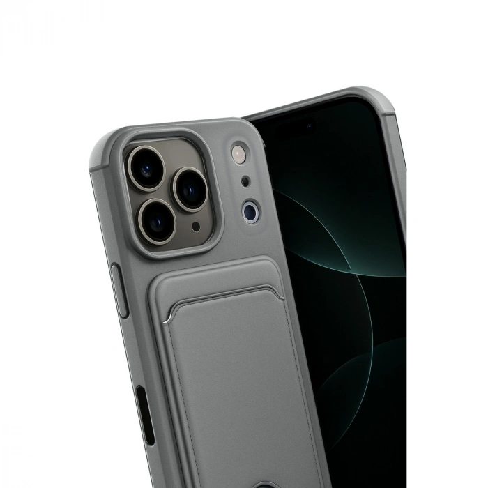 Apple İphone 17 Pro Max Kelvin Kartvizitli Silikon - Gri