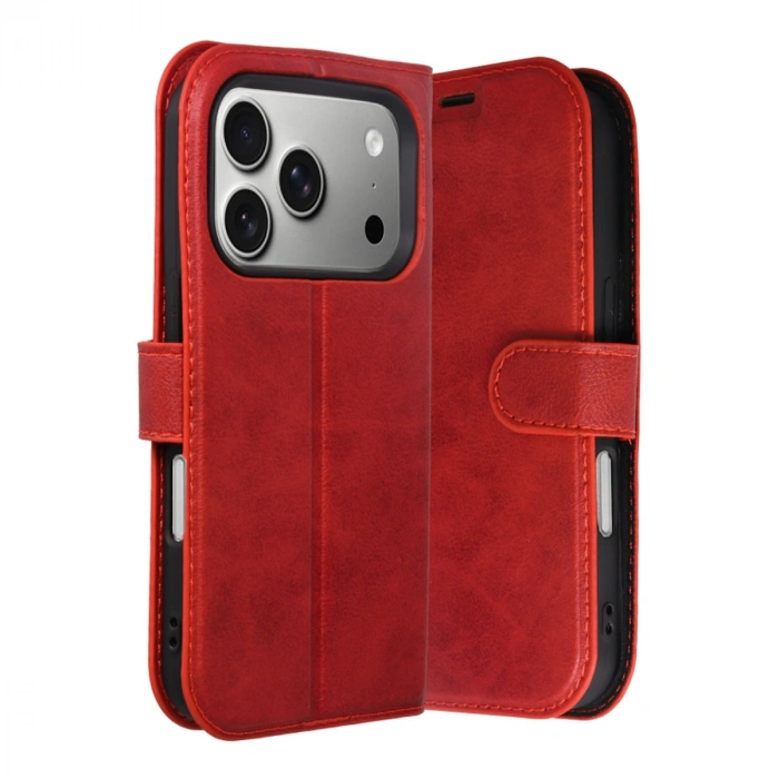 Apple İphone 17 Pro Trend S Plus Kapaklı Kılıf - Kırmızı