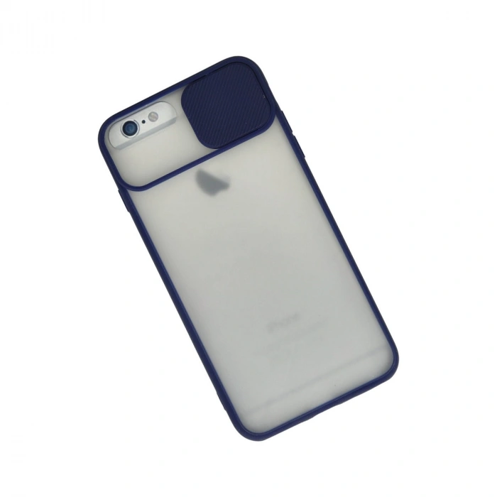 Apple İphone 6 Plus Kılıf Palm Buzlu Kamera Sürgülü Silikon - Lacivert