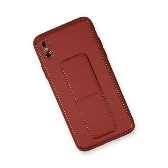 Apple İphone Xs Max Kılıf Coco Deri Standlı Kapak - Fuşya