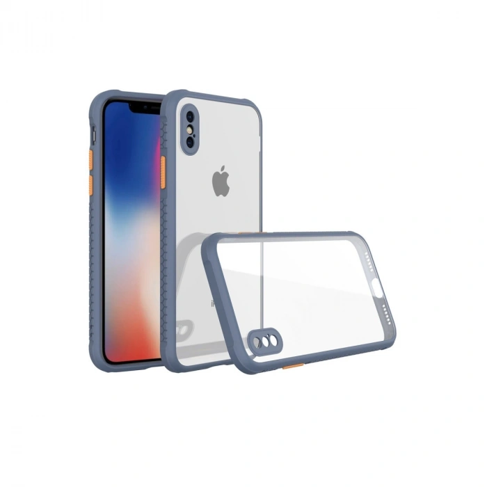 Apple İphone Xs Max Kılıf Miami Şeffaf Silikon - Gri