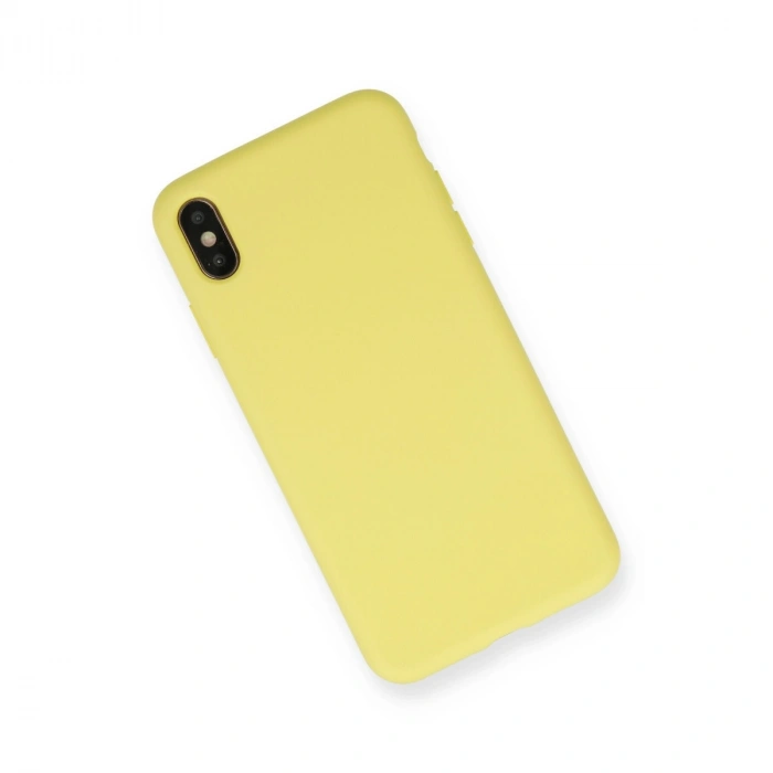 Apple İphone Xs Max Kılıf Nano İçi Kadife Silikon - Mat Sarı