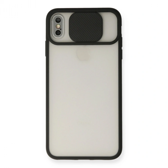 Apple İphone Xs Max Kılıf Palm Buzlu Kamera Sürgülü Silikon - Siyah