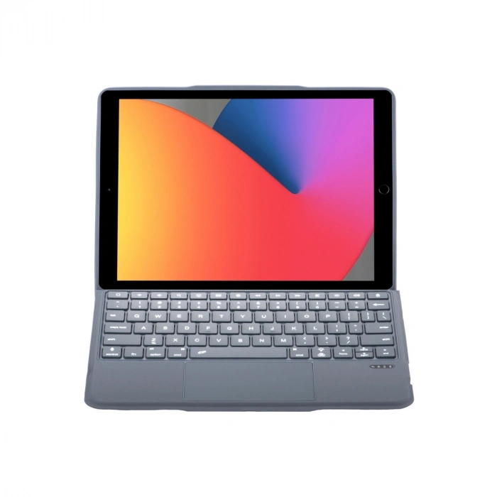 Apple T5506d İpad 10.2 (9.nesil) Kılıf Palermo Ledli Klavyeli Standlı Tablet Kılıfı - Siyah