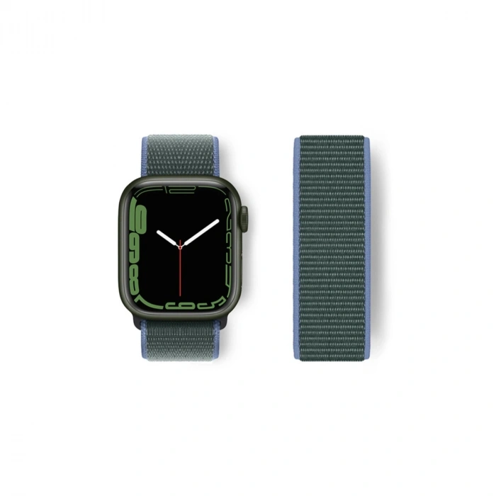 Apple Watch 38mm Hasırlı Cırtcırtlı Kordon (saat Değildir) - Mavi-yeşil