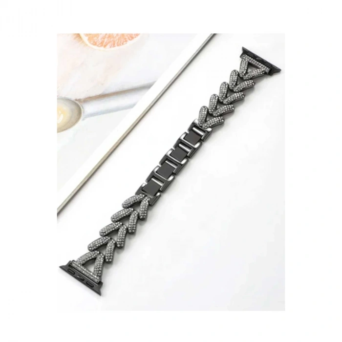 Apple Watch 38mm Node Taşlı Kordon (saat Değildir) - Siyah