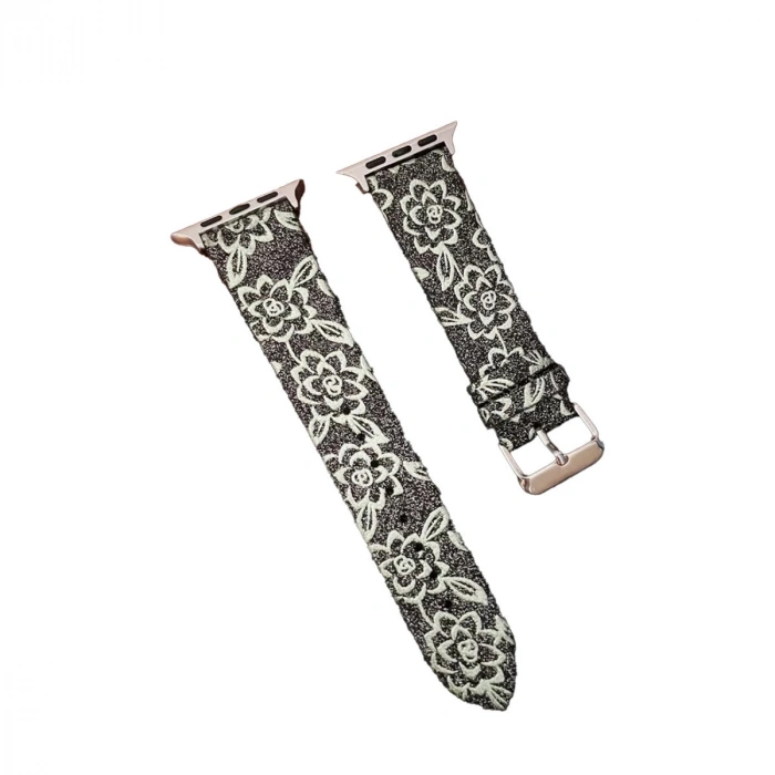 Apple Watch 42mm Creeper Desenli Kordon (saat Değildir) - Siyah