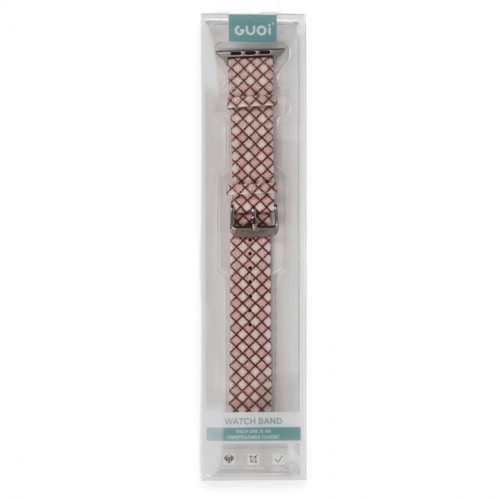 Apple Watch 42mm Karo Motif Kordon (saat Değildir) - Pembe