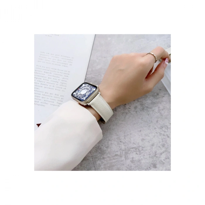 Apple Watch 42mm Kr414 Daks Deri Kordon (saat Değildir) - Pembe