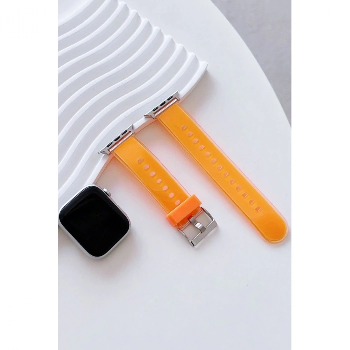 Apple Watch 45mm Jelly Silikon Kordon (saat Değildir) - Turuncu
