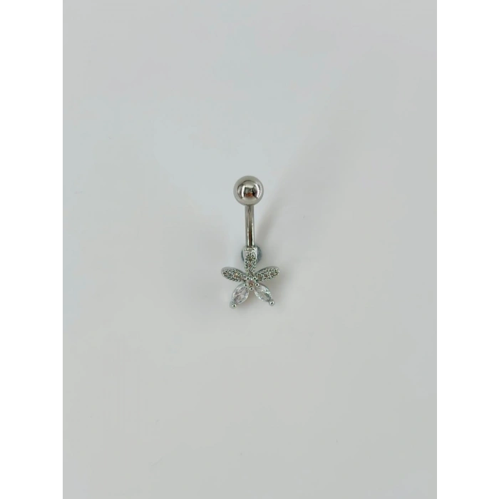 Çiçek Detaylı Göbek Piercing