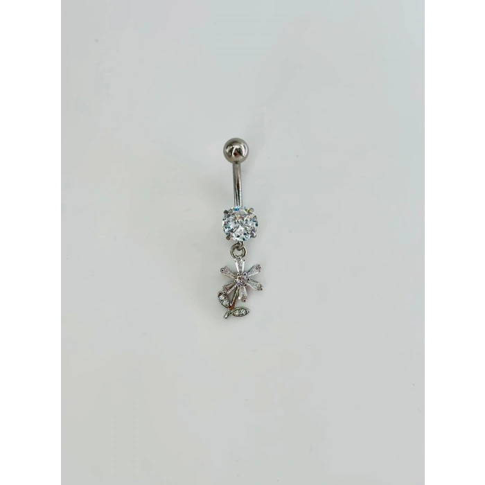 Çiçek Detaylı Göbek Piercing