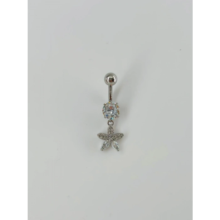 Çiçek Detaylı Göbek Piercing