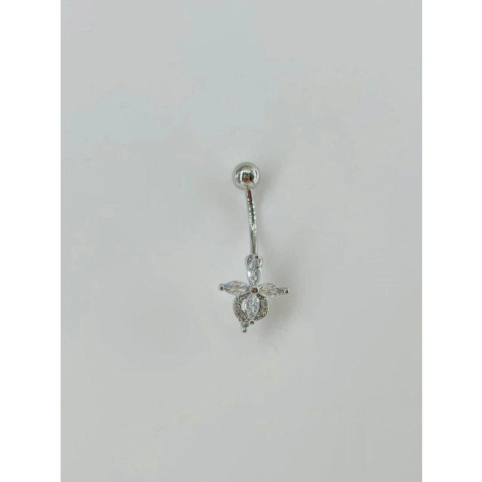 Çiçek Detaylı Göbek Piercing