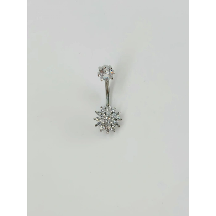 Çiçek Detaylı Göbek Piercing