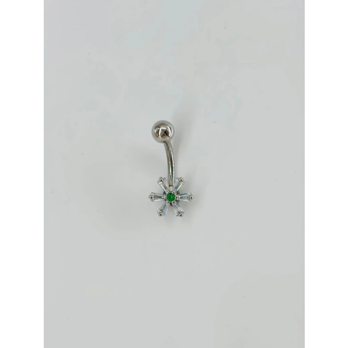 Çiçek Detaylı Göbek Piercing