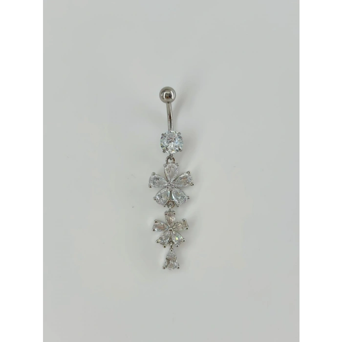 Çiçek Detaylı Sallantılı Göbek Piercing