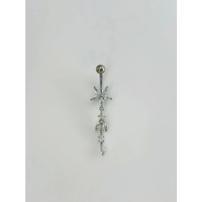Çiçek Detaylı Sallantılı Göbek Piercing