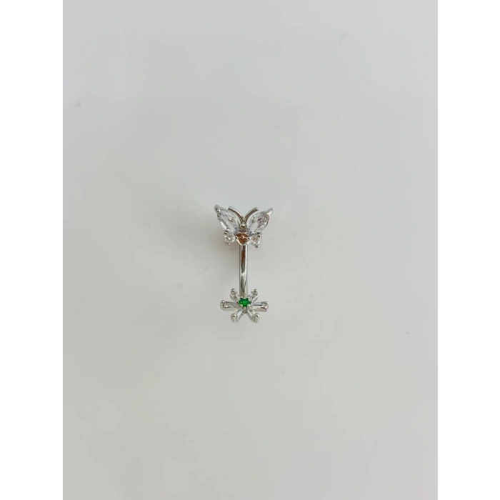Çiçek Ve Kelebek Detaylıgöbek Piercing
